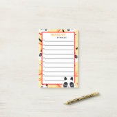 Gele Beer met Kijkspel Post-it® Notes (Op bureau)