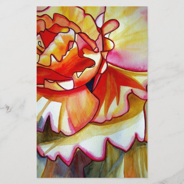 Gele Begonia waterverf originele kunst (Voorkant)