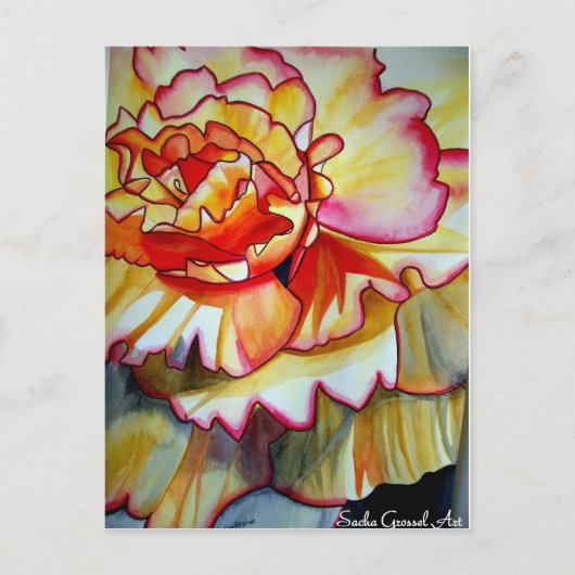 Gele Begonia waterverf originele kunst Briefkaart (Voorkant)