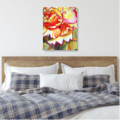Gele Begonia waterverf originele kunst Canvas Afdruk (Insitu (Slaapkamer))