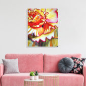 Gele Begonia waterverf originele kunst Canvas Afdruk (Insitu (Woonkamer))