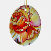 Gele Begonia waterverf originele kunst Keramisch Ornament (Rechts)