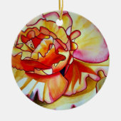 Gele Begonia waterverf originele kunst Keramisch Ornament (Voorkant)