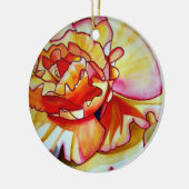 Gele Begonia waterverf originele kunst Keramisch Ornament (Links)