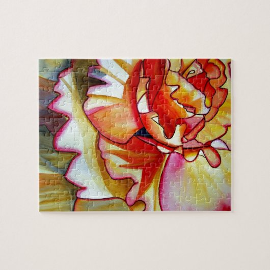 Gele Begonia waterverf originele kunst Legpuzzel (Horizontaal)