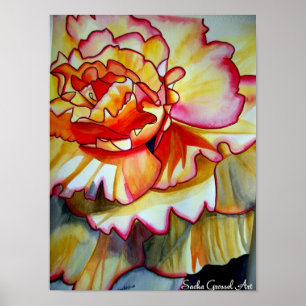 Gele Begonia waterverf originele kunst Poster