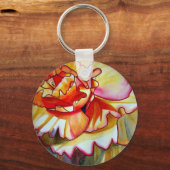 Gele Begonia waterverf originele kunst Sleutelhanger (Voorkant)