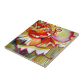 Gele Begonia waterverf originele kunst Tegeltje (Zijkant)