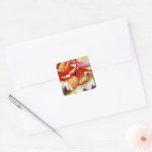 Gele Begonia waterverf originele kunst Vierkante Sticker (Envelop)