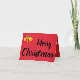 Gele Bel op Rode Kerstkaart Feestdagen Kaart
