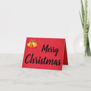 Gele Bel op Rode Kerstkaart Feestdagen Kaart