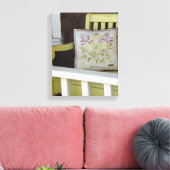 Gele Bench en Pillow - Martha's wijntuin Canvas Afdruk (Insitu (Woonkamer))