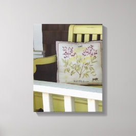 Gele Bench en Pillow - Martha's wijntuin Canvas Afdruk