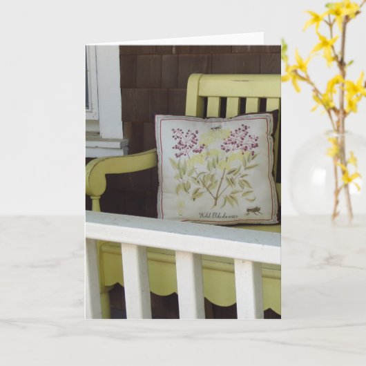 Gele Bench en Pillow - Martha's wijntuin Kaart (Gele Bloem)