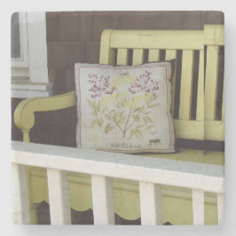 Gele Bench en Pillow - Martha's wijntuin Stenen Onderzetter