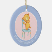 Gele Beren Dances en Spelen op de stoel Keramisch Ornament (Rechts)