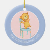 Gele Beren Dances en Spelen op de stoel Keramisch Ornament (Achterkant)