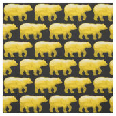 Gele Beren op zwart weefsel H Stof (Swatch)