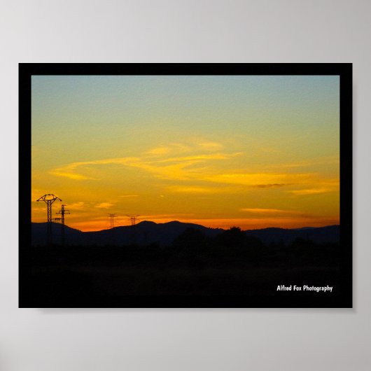 Gele bergzonsondergang landschap poster (Voorkant)