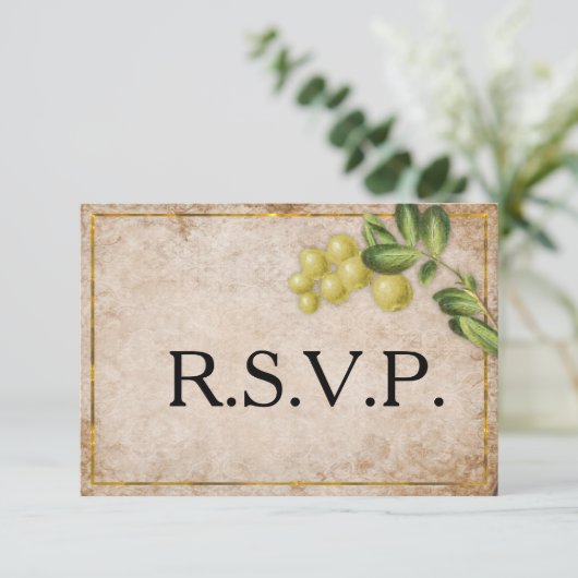 Gele Berries Wedding RSVP (Staand voorkant)