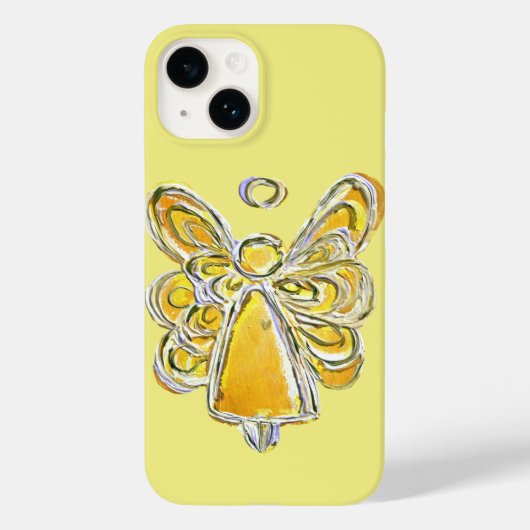 Gele Beschermengel Kunst Aangepaste iPhone Hoesje (Achterkant)