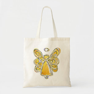Gele Beschermengel Kunst Custom Tote Tas