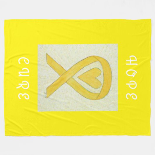 Gele bewustmakingsribbon Heart Fleece Blankets (Voorkant (Horizontaal))
