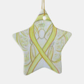 Gele bewustwording Ribbon Angel Pendant Ornament (Rechts)