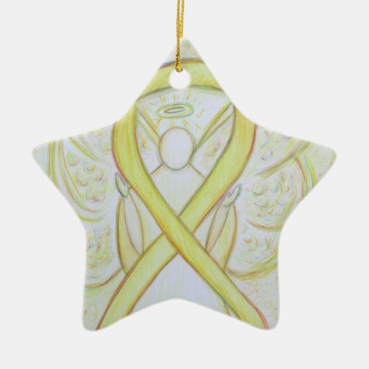 Gele bewustwording Ribbon Angel Pendant Ornament (Voorkant)