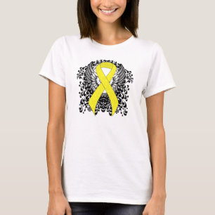 Gele Bewustzijnslint Engel Vleugels T-shirt