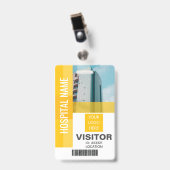 Gele bezoeker barcodesticker, Logo ID Badge (Voorzijde met clip)