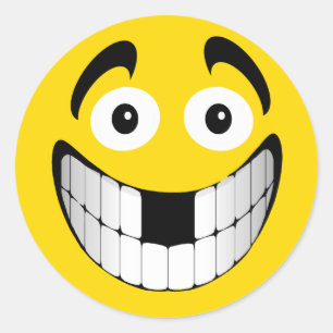 Gele Big Grin met ontbrekende Teth Ronde Sticker