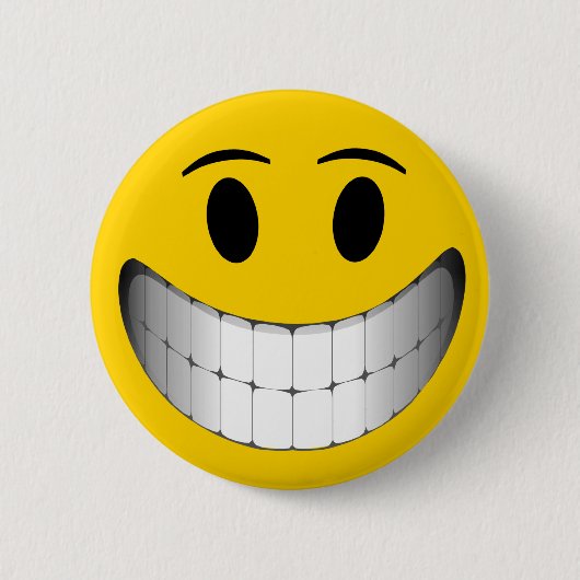 Gele Big Smile Face Ronde Button 5,7 Cm (Voorkant)