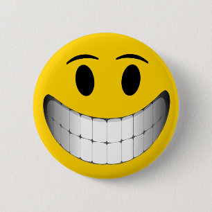 Gele Big Smile Face Ronde Button 5,7 Cm