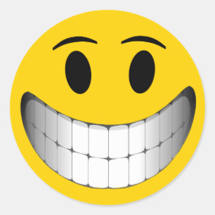 Gele Big Smile Face Ronde Sticker