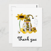Gele Bij Kabouter Zonnebloem Dank Je Postkaart (Voorkant / Achterkant)