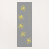 Gele Bijen Grijze Yoga Mat (Achterkant)