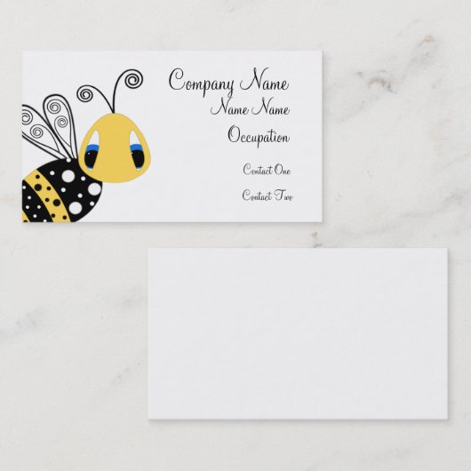 Gele bijenkaart visitekaartje (Voorkant / Achterkant)