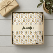 Gele Bijenkorf en Hommels Patroon Monogram Naam