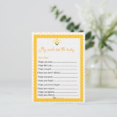 Gele bijenthema's laten de wensen van de partij zi briefkaart (Staand voorkant)