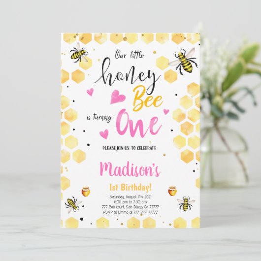 Gele Bijenuitnodiging Kaart (Staand voorkant)