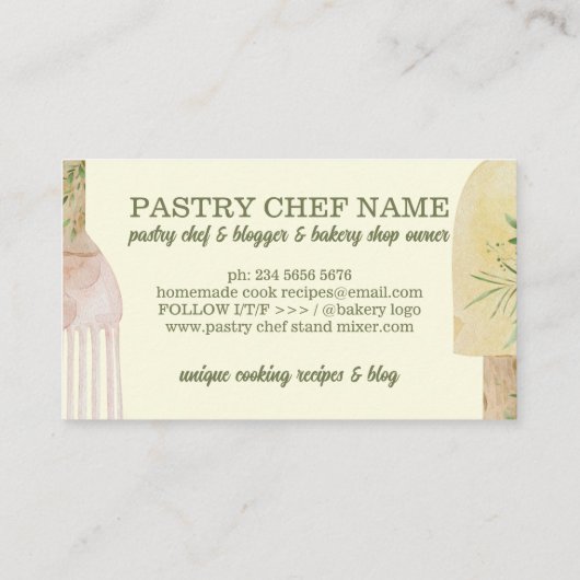 Gele bijtende bakkerij visitekaartje (Achterkant)