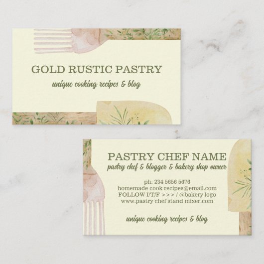 Gele bijtende bakkerij visitekaartje (Voorkant / Achterkant)