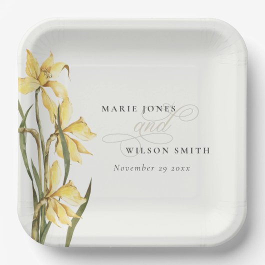 Gele bijtende Waterverf van Daffodil Papieren Bordje (Voorkant)