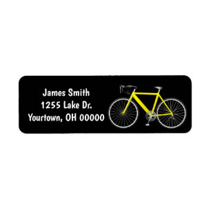 Gele bike op zwart label