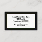 Gele bike op zwart visitekaartje (Achterkant)