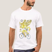 Gele Bike Rider, Steampunk Style T-shirt (Voorkant)
