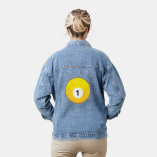 Gele biljartbal nummer één denim jacket