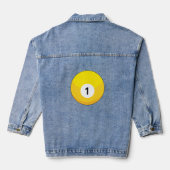 Gele biljartbal nummer één denim jacket (Achterkant)