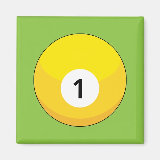 Gele biljartbal nummer één magneet (Voorkant)